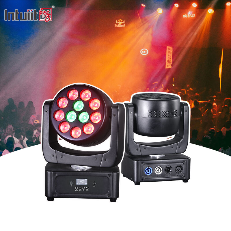 Pencahayaan panggung Peralatan DJ Acara profesional 12*8W RGBW 4in1 Cuci LED Mini Moving Head Beam Light