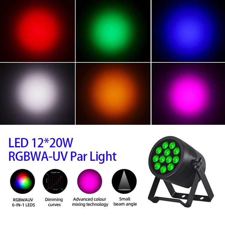 Lampu Par LED Tahan Air IP65 Profesional 12X20W RGBWA + UV 6in1 DMX512 Lampu Cuci Panggung untuk Acara Pesta Pernikahan Luar Ruangan DJ Disko