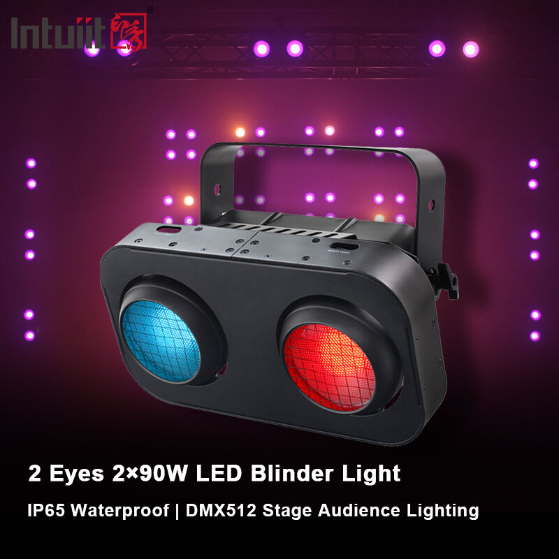 Outdoor LED COB Blinder Light 2x90W RGB Amber Warm White IP65 Waterproof Stage Strobe Lighting DMX512 untuk teater pertunjukan profesional