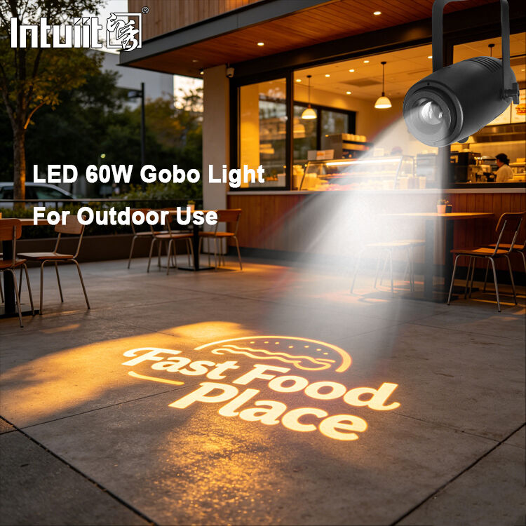 60W High Definition Led Logo Proyektor Lampu Luar IP65 Waterproof Gobo Proyektor Led Lampu Iklan