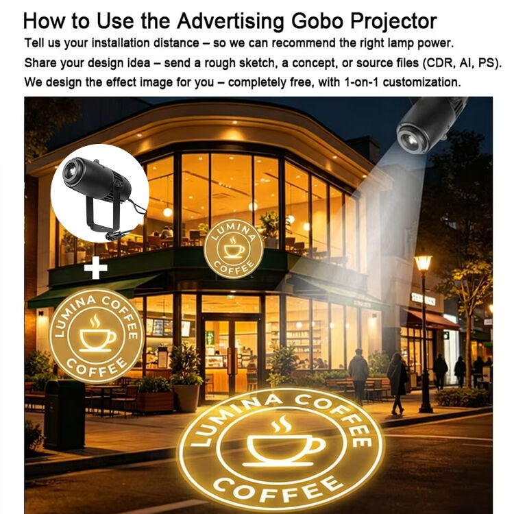 Custom Logo Projector Light Outdoor Waterproof Gobo Projector 60W LED Lampu Iklan untuk Merek Bisnis