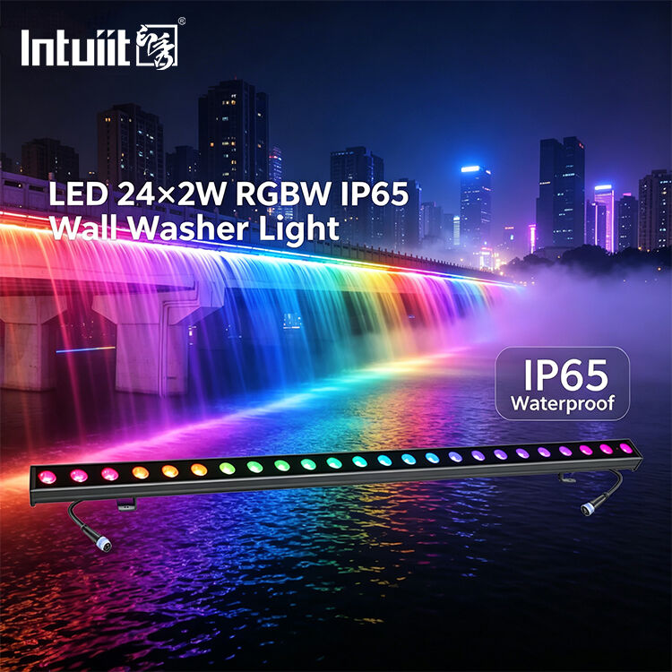 Outdoor LED Wall Washer Bar 24x2W RGBW 4in1 IP65 Waterproof DMX512 Linear Wash untuk Bangunan Fasad Landscape Bridge Stage Lighting