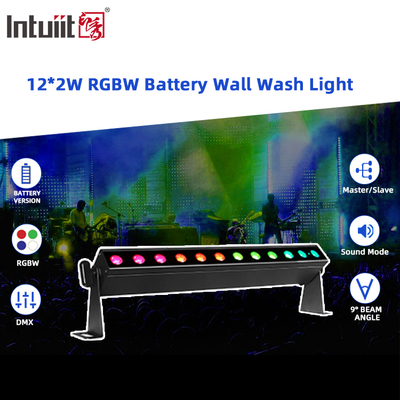 IP20 Wireless 12x2W 0.5m 4in1 Baterai Powered Led Wall Washer Lampu Lampu panggung
