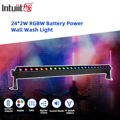 IP20 24x2W RGBW 4in1 Baterai nirkabel Smart kontrol suara aktif LED Wall Washer Bar Light