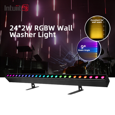 LED 24*2W Pencahayaan panggung DMX512 RGBW Led Light Bar Linear Disco Stage Club Wedding Voice-Activated Led Wall Washer Light