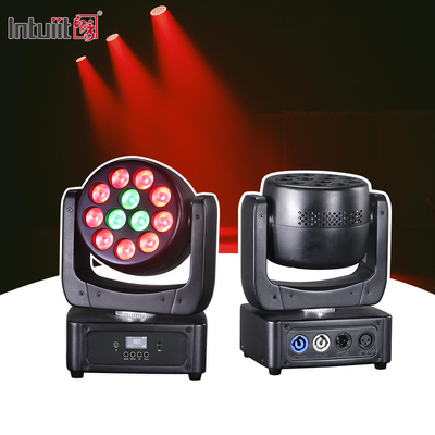 Lampu kepala bergerak 12*8W Lampu panggung LED RGBW DJ Pencahayaan DMX 512 Aktipasi suara untuk acara Pesta Pernikahan Gereja Live Band Show