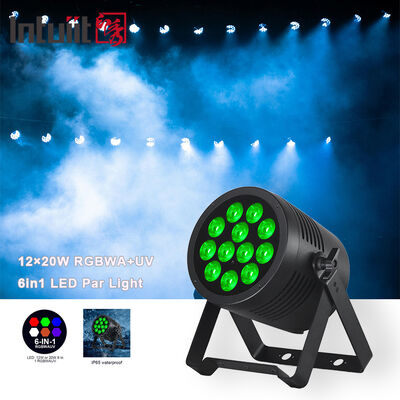 LED 12*20W RGBWA UV LED Par Washer Light DMX512 Lampu Tahap Terkontrol untuk Acara T Show Pertunjukan Konser Taman Tema