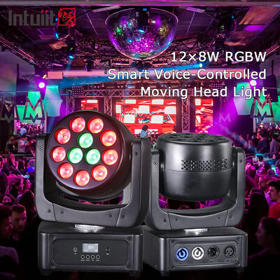 12x8W LED Moving Head Wash RGBW 4in1 Sound Active Party Light DMX Control untuk Mobile DJ Disco Home Party Stage Show