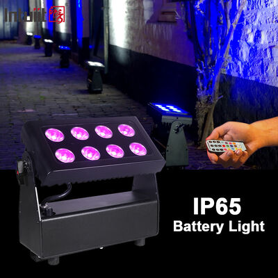 IP65 Airproof Outdoor 8x15W RGBW 4 in 1 Battery Powered Wireless DMX LED Flood Light Stage Wash Light