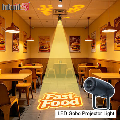 Lampu Proyektor Gobo Dalam Ruangan LED 40W Profesional Lampu Proyeksi Logo Gambar Kustom Berputar untuk Dekorasi Mal Restoran Pernikahan