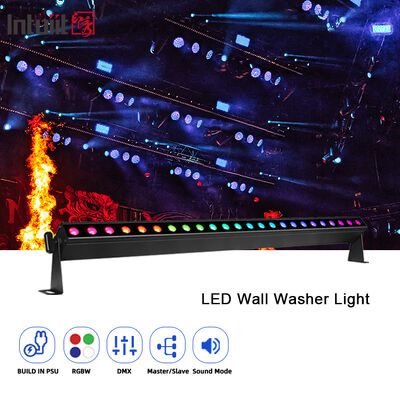 Professional 9 Degree Narrow Beam LED Wall Washer 24x2W RGBW 4in1 DMX512 Indoor Linear Wash Light Bar untuk Acara Tahap