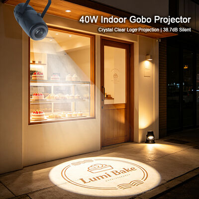 40W LED Gobo Logo Projector Lampu Proyeksi Iklan Komersial