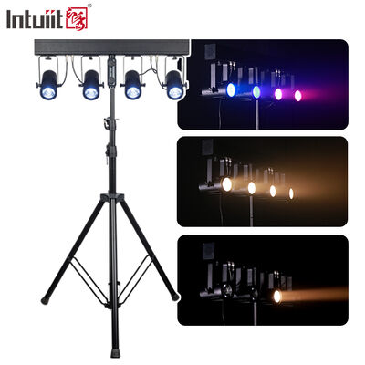 Kit Lampu Sorot LED PAR RGBW 4-in-1 4x20W — Sistem Pencahayaan Panggung DMX512 Berkas Sempit 4,5° untuk Pernikahan, DJ & Acara