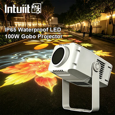 100W Logo Gobo Proyektor Lampu IP65 Outdoor DMX512 Proyeksi Pola Khusus untuk Iklan, Bangunan & Acara