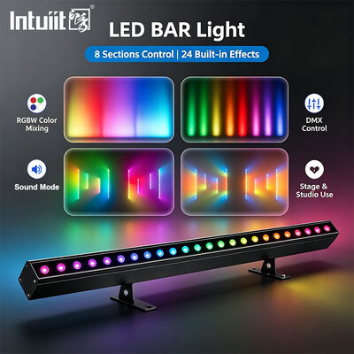 24x2W RGBW 4-in-1 LED Linear Wall Washer Bar DMX512 Sound Activated Stage Wash Light untuk Bangunan & Acara